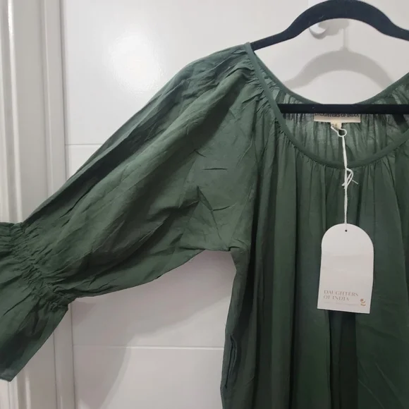 Daughters of India Sahana Gown Emerald Green Size Small Dress Handmade Cotton - Picture 9 of 10